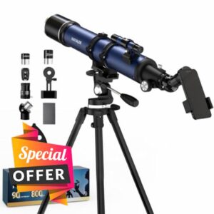 90mm Aperture Telescope 800mm Focal Length Refractor for Beginners & Adult