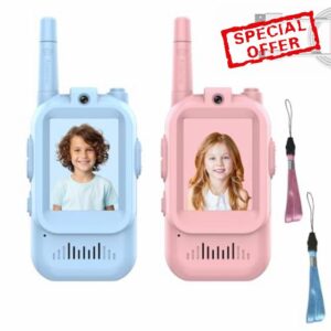Video Walkie Talkies for Kids - 2 Pack Rechargeable Walkie Talkies with Screen Display and Voice Changer