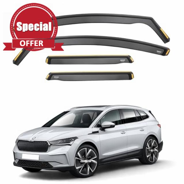 ISPEED Wind Deflectors for Skoda Enyaq 2020-2025 5-Door SUV 4pc Set (Does Not Fit Coupe) | Keep Your Car Ventilated In Rain & Wind