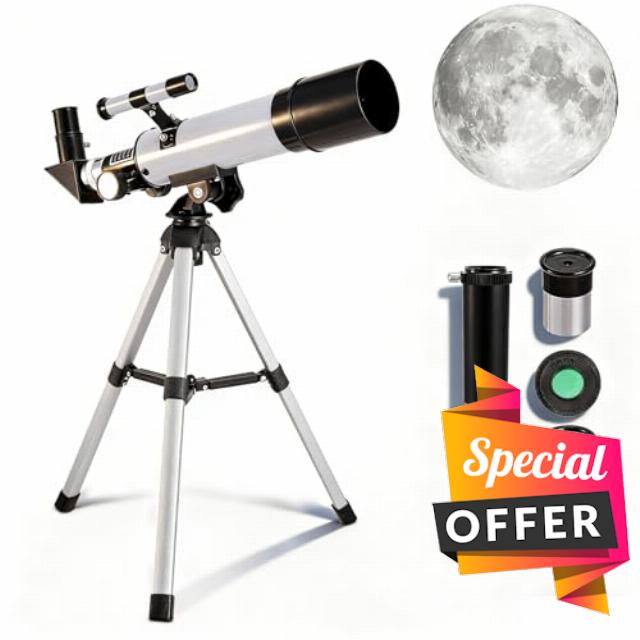 Telescope for Kids Adults Beginners 50mm Aperture 360mm Two Eyepieces Optics Focus Length Astronomical Refractor Travel Portable Telescope with Finder Scope Tripod Bag High-Definition Outdoo