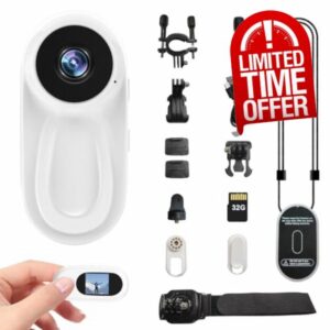 sakalaka 1080P Mini Wearable Body Camera with 32GB Card POV Action Cam Body Cam Magnetic Lanyard Thumb Hands Free Recording Sport Video Camera Portable Mount for Sport Cycling Pets Travel