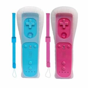 Goldtree Wii Remote Controller 2 PACK Compatible with Wii U Console (Light blue and Peach pink)