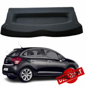 Car Parcel Shelf - Compatible with Citroen C3 (2009-2016) | Sturdy Boot Cover with Clips and Cord for Extra Storage | Space Saving Car Accessories | Black