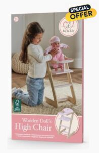 Dimples Wooden Doll High Chair for Little Ones
