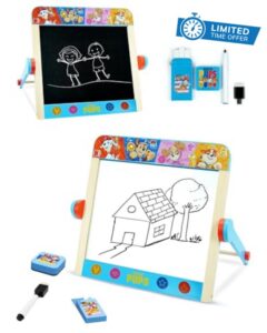 Paw Patrol Kids Tabletop Easel — 2-in-1 Double-Sided Chalkboard & Whiteboard Drawing Board for Children