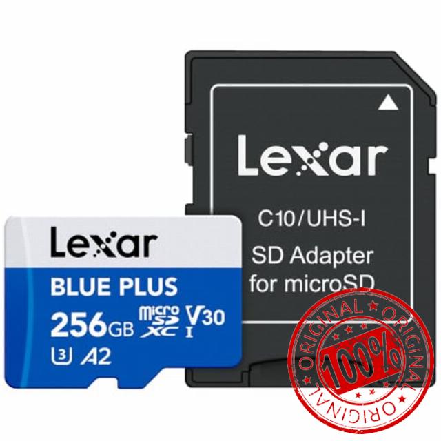 Lexar Blue Plus 256GB UHS-I microSD Memory Card with SD adapter