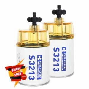 2Pcs S3213 Fuel Water Separator Filter with Clear Bowl - 10 Micron 3/8" NPT Replacement for Mercury Yamaha Racor Sierra Outboard Motors - Replaces 35-60494-1