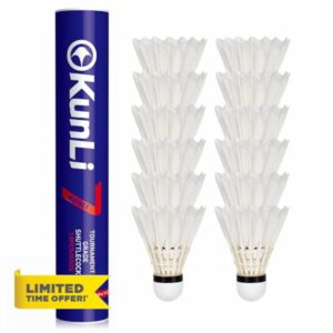 kunli Shuttlecocks Badminton 12-Pack Duck Feather Shuttlecocks Birdies with Great Durability Stability and Balance