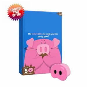 Funny Pig Snout Party Game: You Laugh You Lose Challenge with 150 Cards & 5 Squeaky Snouts | Hilarious Family Games for Kids & Adults Ages 8+ | 4-8 Players