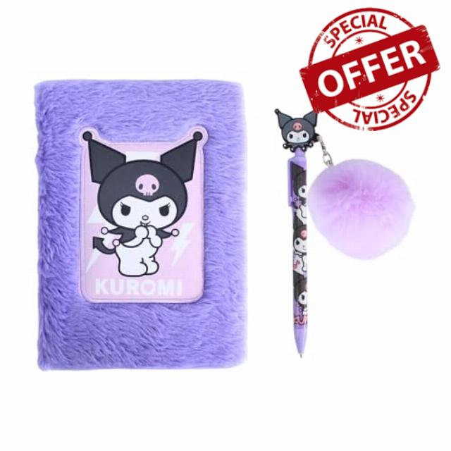 Hello Kitty Stationery Set with Plush Notebook and Pompom Pen