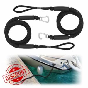 2 Pieces 6 Ft Boat Bungee Dock Lines with Stainless Steel Clip and Loop