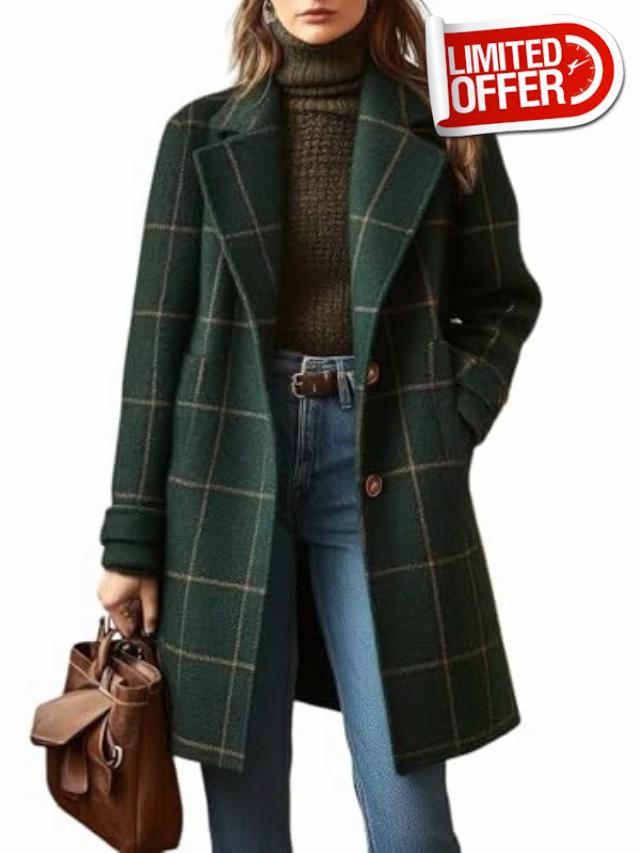 Women's Retro Plaid Lapel Coat