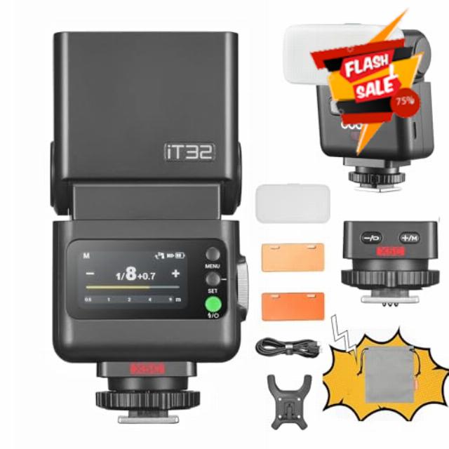 Godox iT32 TTL Camera Flash with X5 C Wireless Flash Trigger 2.4GHz HSS 1/8000s GN18 with Magnetic Diffuser for Canon Cameras