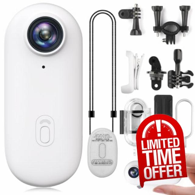 1080P HD Wearable Sports Action Camera Hands-FreeThumb POV Camera with Waterproof Case Magnetic Mount Hands Free Mini Body Cameras for Vlogging Motorcycle Cycling Travel Fishing Pet Walking White