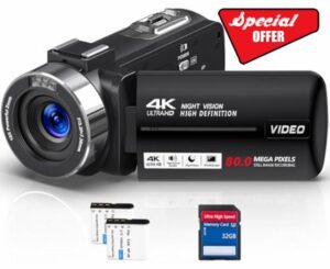 4K 80MP HD Video Camera with 18X Digital Zoom