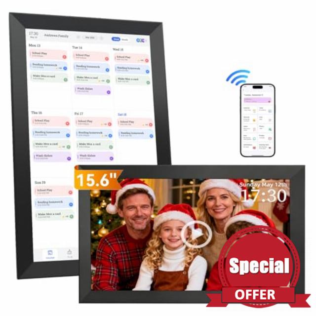 15.6" Digital Calendar - TEKXDD Digital Photo Frame 1920x1080 32GB Memory |Smart Touchscreen Interactive Display |2025 Family Wall Planner |Chart&Home Organization |Gift for Busy Families Scheduling