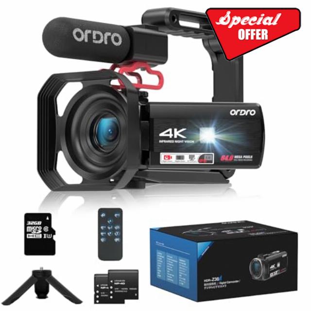 ORDRO Camcorder 4K Combo