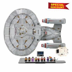 Plexico Display Case Compatible With Lego Star Trek: U.S.S. Enterprise NCC-1701-D - (Main Set + GWP Holder Add-On)