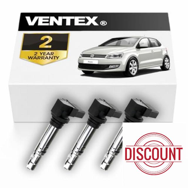 VENTEX® Ignition Coil Pack x3 VXS1716 Compatible with VW Polo Seat Ibiza 1.2 2009-2015