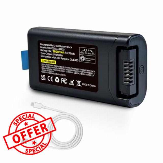 Upgrade 5800 mAh Replacement Battery Compatible with JBL PartyBox Club 120 Portable Speaker