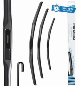 Premium Wiper Blade Set fits: HONDA CIVIC MK 10 Hatchback (2017 Onwards) Durable