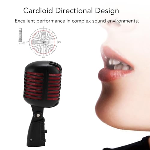 Retro Zinc Alloy Cardioid Mic with Self Tensioning Rack