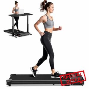 Walking Pad Treadmill for Home -Under Desk Walking and Running with Remote Control Portable Electric Machine Adjustable for Home Office Slim Compact with 6Km/h Modes Max up 110KG Serenilite