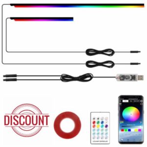 Acrylic Ambient Interior Lighting Car LED Strip Kit 2 in1 110cm+35cm LED RGB Tape Light with APP Control