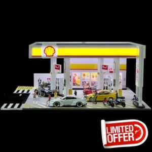 Shell Gas Station Model Shell Gas Station 1:64 Diorama with Car and Figure