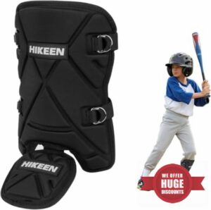 Hikeen Baseball Leg Guard Batter's Shin and Foot Shield with Adjustable Straps Batting Softball Gear Suitable for Right Hand & Left Hand Hitters
