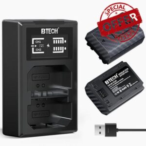 BTECH NP-FZ100 Battery 2600mAh (2-pack) with Dual USB Fast Charger for Sony Alpha 7 III/IV