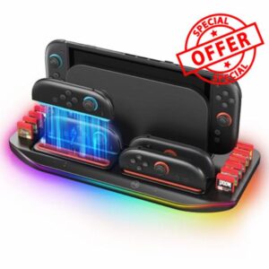 innoAura Switch 2 Charging Dock with RGB Lights & Game Holder
