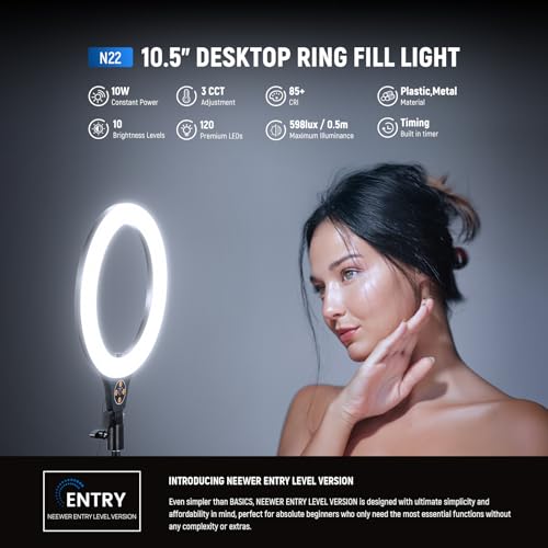10W CRI85+ LED Lighting for Streaming Recording Makeup Selfie Laptop Video Conference