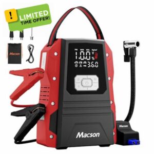 Macson 5000A Car Battery Booster Jump Starter - Portable 12V Jump Box Battery Pack for 9.0L Gas/8.0L Diesel Engines