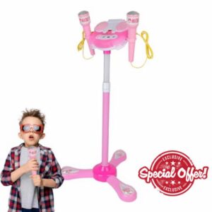 Children's Microphone With Stand – PP 89x35x27cm | Karaoke Machine Microphone | Kids Standing Microphones Playset With Stands For Home