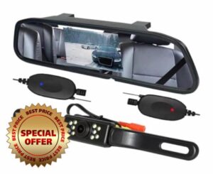 Parking Camera Wireless Car Backup Camera Rear View System Night Vision + 4.3" Mirror Monito
