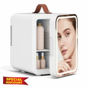 4 Liter Mini Fridge with Dimmable LED Mirror