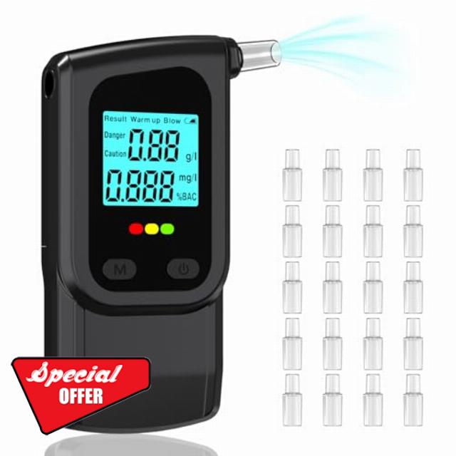 Breathalyser Alcohol Tester - Professional Breathalyzer with with LCD Display