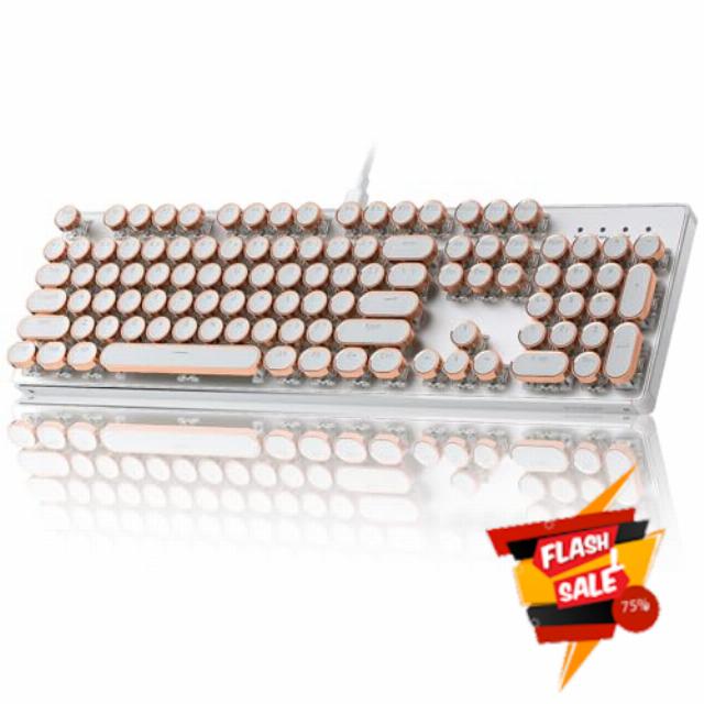 YUNZII QL108 Typewriter Style Mechanical Gaming Keyboard，Full Size Hot Swappable RGB Backlit Keyboards