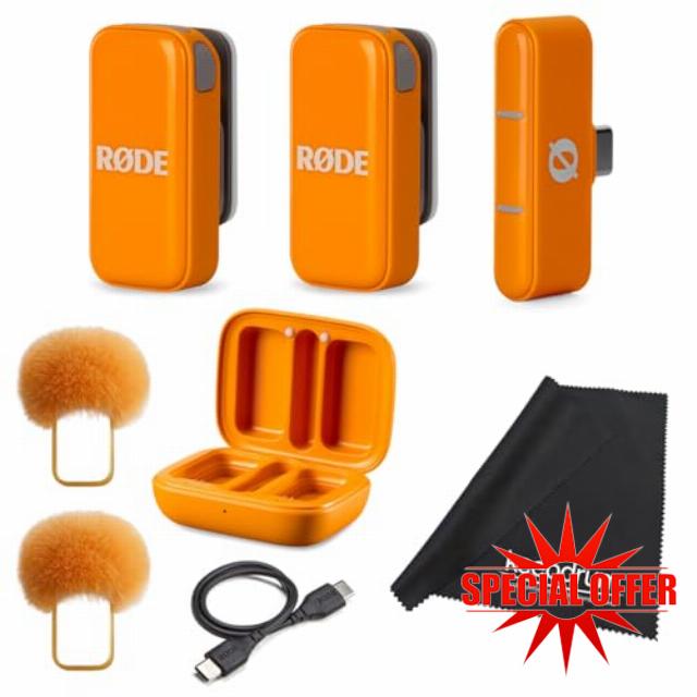 Rode Wireless Micro Wireless Microphone System USB-C for Smartphones Orange with Keepdrum Microfibre Cloth