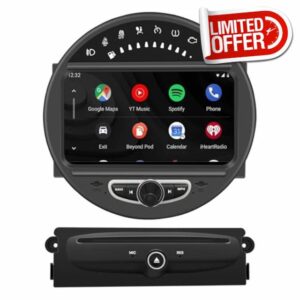 for Mini Cooper R55 R56 R57 R58 R59 R60 R61 Radio Upgrade 8-inch Touch Screen Wireless CarPlay Android Auto Netflix Navigation Vehicle Cameras Android Apps Games Music Movies Calls Bluetooth (128GB)
