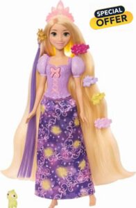 Mattel Disney Princess Rapunzel Fashion Doll w/Light-Up Hair & 4 More Ways to Glow