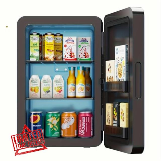 Mini Fridge 22L/30 Cans Portable Cooler & Warmer Mini Fridge for Bedrooms with Adjustable Shelves