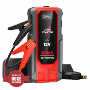 ELTPOWER Car Jump Starter 4000A UltraSafe Jump Starter Battery Pack 12V Car Battery Charger Portable Jump Box with 3 Modes Flashlight Jumper Cables USB Power Bank Dual Output LED Ligh