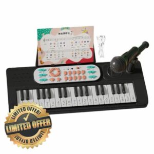 Kids DJ Decks | 37-Key Keyboard Piano for Kids with Microphone | Interactive Music Keyboard Toy for Children | Portable Electronic Teaching Piano Toy for Beginners Boys Girls Ages 3-12