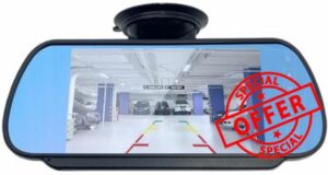 Dolphin Automotive 7" Rear View Mirror Screen Display Monitor For Vans With Suction Mount Stalk For Viewing Reversing Cameras