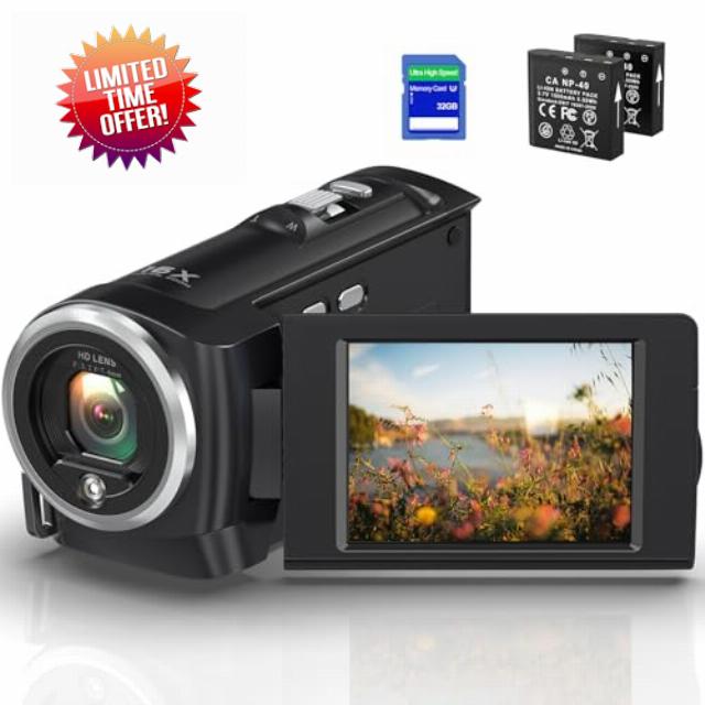 2.7K 56MP Camcorder with 16X Digital Zoom