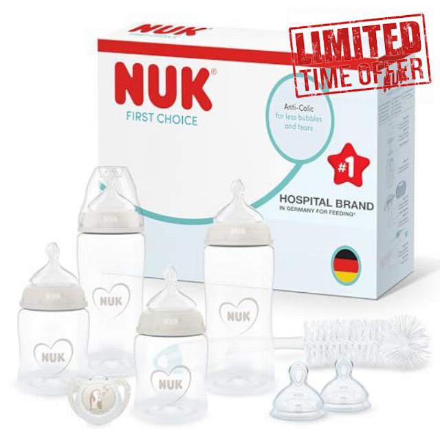 NUK First Choice Perfect Start Baby Bottles Set | 0-6 Months | 4 x Anti Colic Feeding Bottles (150ml