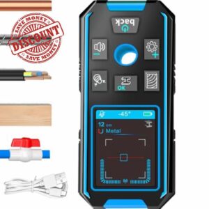 3-in-1 Wall Detector with Audible and Visual Alarms Detects wooden studs