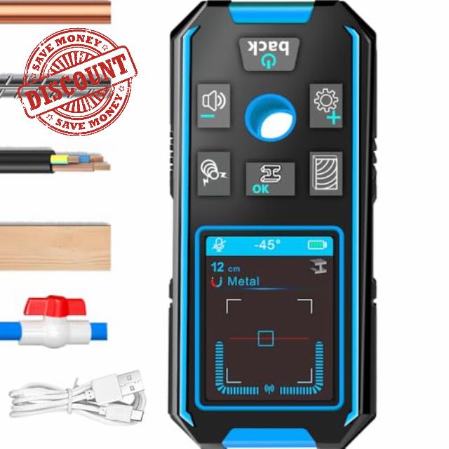 3-in-1 Wall Detector with Audible and Visual Alarms Detects wooden studs